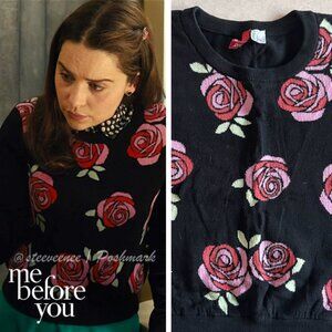 H&M Black Rose Sweater ASO Louisa Clark in Me Before You